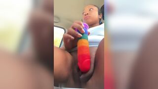 Ebony College Girl Public Car Masturbation