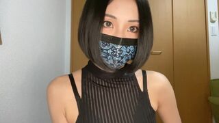 Short Haired Masked Girl Teasing Herself On Cam Video