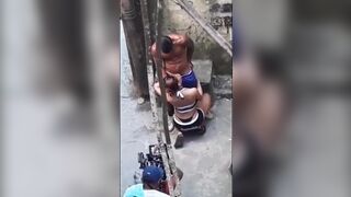 Singer Anitta giving a blowjob in the favela