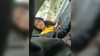 He pursuades her to suck his cock in the car, she finally does it but quickly realizes this isnt her thing.