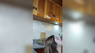 Sexy girl getting her ass fucked in the kitchen.