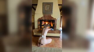 Grace Charis Taking Her Top Off Near Fireplace Heating Up Nude Boobs Onlyfans Video