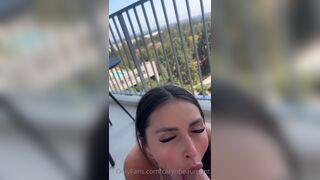 Carynbeaumont Brunette Passionately Sucking BF's Cock on Balcony till he Cums Onlyfans Video