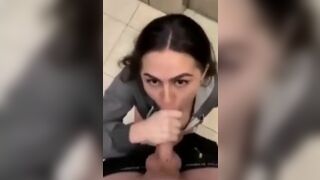 Slut gets got at the worst moment in an elevator.