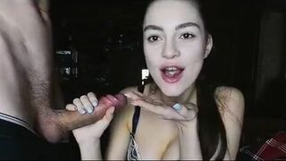 Today a really sexy girl taking the full load in her mouth and swallows it like a good girl.