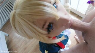 Hidori Rose Giving Deep Sloppy Blowjob to a Guy in Hot College Cosplay Video