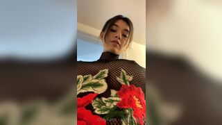 Amira Brie Brunette Beauty Showing her Nipples in See Through Fishnet Cloths Onlyfans Video