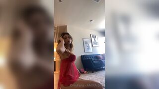 Amira Brie Big Titty Babe Sucking a Dildo and Bouncing on it in Lingerie Onlyfans Video