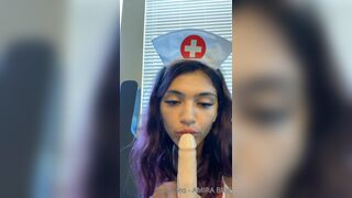 Amira Brie Tease a Dildo and Bouncing on it in Hot Nurse Cosplay Onlyfans video
