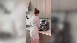 Brandygordon Strip Teasing While Making Coffee And Squeezing Her Curvy Boobs Onlyfans Video