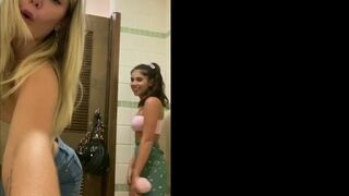 HeidiGrey and her Cute Friend Sucking Butttplugs and Shows Their Booty Public Changing Room Video