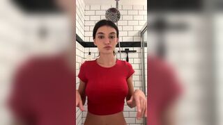 Amira Brie Lusty Brunette Filming herself Getting Naked Shower in Live Onlyfans Video