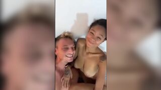 Colombian girl sucking a fucking boyfriends big cock.