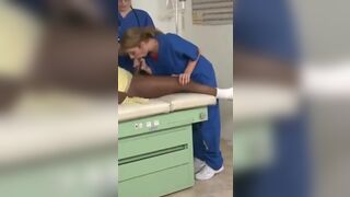 Nurse getting caught sucking bbc in the examination room.
