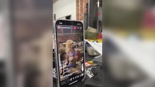 Instagram Model Get Horny During Live Stream And Suck A Black Dildo While Her Tit Out