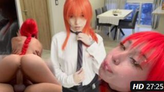 MewSlut Makima wants to be dominated Makes him cum 2 times Cosplay Sloppy blowjob