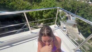 Jadeteen Balcony Blowjob Video, experience girl giving blowjob front of camera