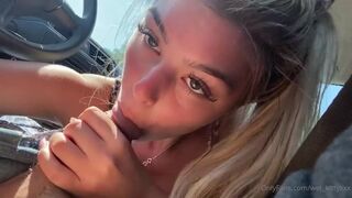 Kittiebabyxxx Blows Dick on Car while Driving and gets Cum in Mouth