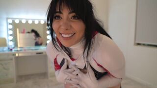 Momokun Chubby Spiderman Cosplay Sweet Pussy Juices Gush Out And Plays With A Dildo