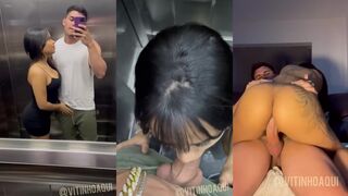 Gipaes Hot Bruenete Pickup A Lucky Guy In The Elevator And Rides His Thick Cock