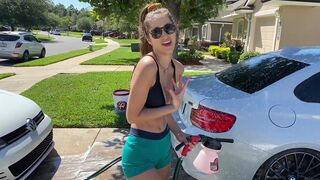 Gorgeous Natalie Roush Washing Her Car