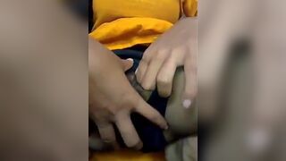 The Bengali girl showed her dark-skinned ass by removing her panty to the side
 Indian Video Tape