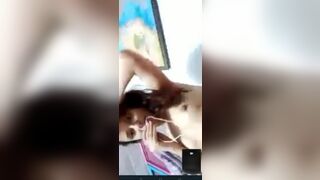 Girlfriend fondles her nipples while talking with boyfriend on video tape call
 Indian Video Tape