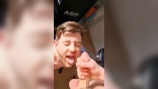 Double Cumshot all Over His Face
