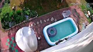Security camera catches couple having porn in pool