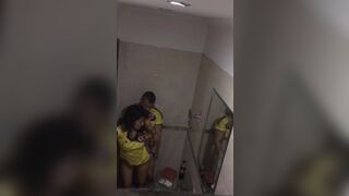 Couple is caught having porn in a public toilet by a stranger