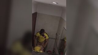 Couple is caught having porn in a public toilet by a stranger