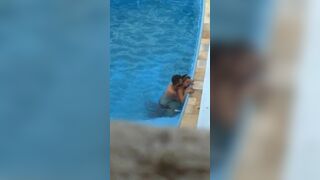 Horny couple have porn in public pool while hidden voyeur records