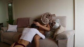 Fit couple fucking on the couch