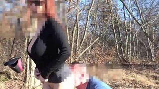 Two total strangers have outdoor sextape on camera in the woods