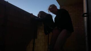 Amateur couple blowjob and sextape on the balcony