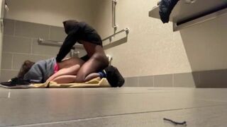 Interracial couple porn in public toilet