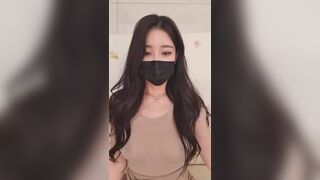 Asian Masked Babe Solo Masturbating Through Her Thong