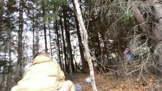 Amateur couple has porn in the woods with creampie finish