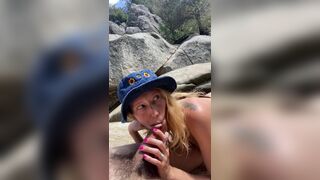 Wonderful oral porn by the rocks outside on a sunny day