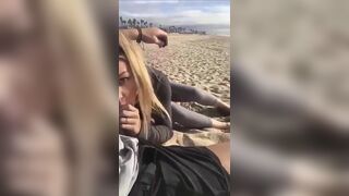 Sexy quick blowjob on the beach before storm