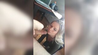Gorgeous She sucks off her husband while he’s at work