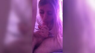 A beautiful blonde with a cock in her mouth