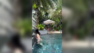 Pong Kyubi In Pool Wearing Her Seethrough Lingerie Onlyfans Leaked Video