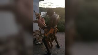Sexy French milf banged by an african tribe man