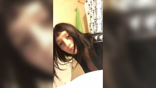 Hot young with big boobs live on the toilet