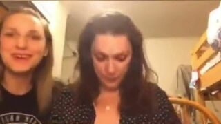 Sexy mother flashing her boobs on daughters live