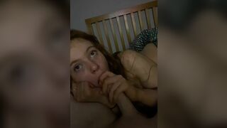 Sexy sucking off boyfriend watching some netlfix