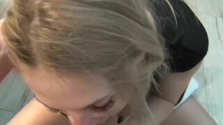 Perfect blonde wife sucks friend’s cock and wants the cum