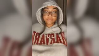Nasty Ebony Bitch With A hoody Shows Her Huge Tits Video
