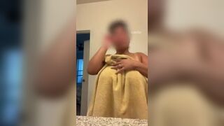 Big Titty Fat Babe Shows Her Tits After Shower In The Room Wearing Towel Video